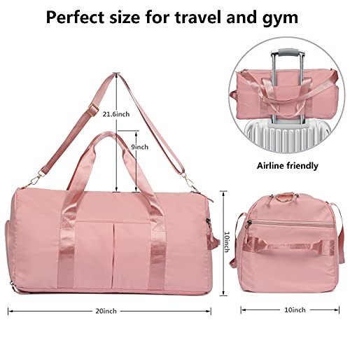 Image of Puffy Duffle Bag For Women, 18 * 14 * 8 Personal Items Bag with Wet Pocket, Overnight Weekender Travel Bag, orange1, medium, Sporty Casual