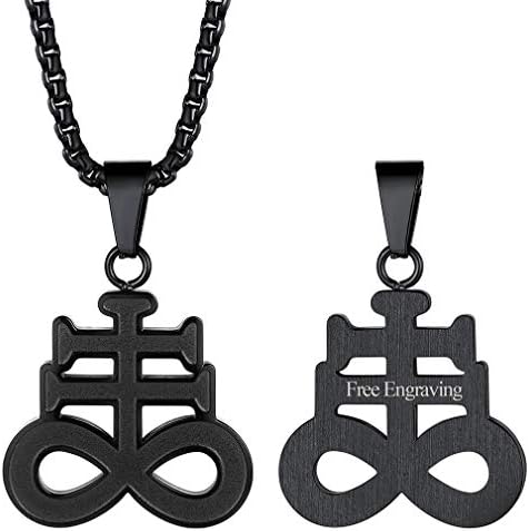 FaithHeart Satanic Necklace for Men Women Personalised Evil Satan Cross Pendant Baphomet Jewellery Stainless Steel/Gold/Black Plated(With Gift Box)