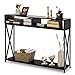 COSTWAY 2 Ebenen Konsolentisch mit offnen Fächern, Flurtisch aus Holz, Standregal, Beistelltisch für Eingang, Wohnzimmer und Schlafzimmer, 120 x 23 x 79 cm (Schwarz)