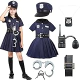 Lingway Toys Kids Police Costume For Girls,Girls Police Officer Costume Set, Kids Halloween Costume Dress Up 4-6years