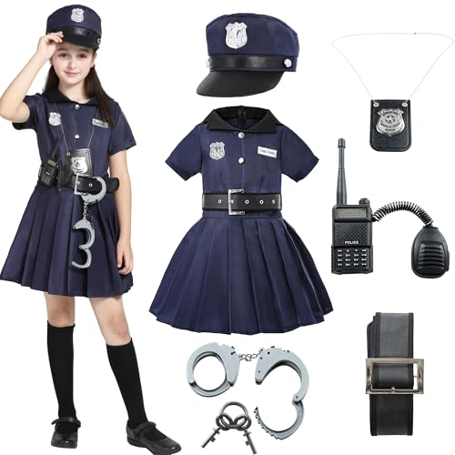 Disfraz de policía para niñas 3-14 años miniatura 1
