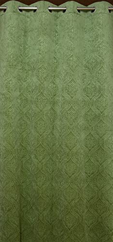 Image of Suede Velvet Embossed Room Darkening Door Curtain for Living Room, Bedroom, Hallway, 11 feet Long, Green, Set of 1