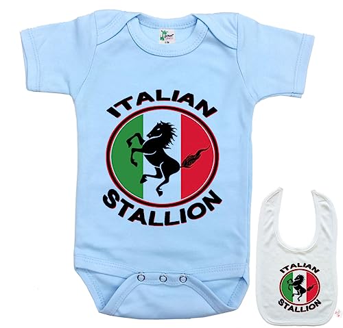 Italian Stallion Custom Printed boutique Baby bodysuit onesie & Matching bib4