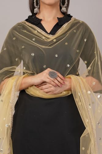 Image of Net Butti Dupatta for Women | Chex Design Chunnis for Women | Bridal Dupatta for Wedding | Festive & Casual Wear Dupatta for Kurti & Salwar Suit | Dupatta for Women
