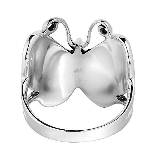 AeraVida Captivating Butterfly Motif White MOP Statement .925 Sterling Silver Ring3