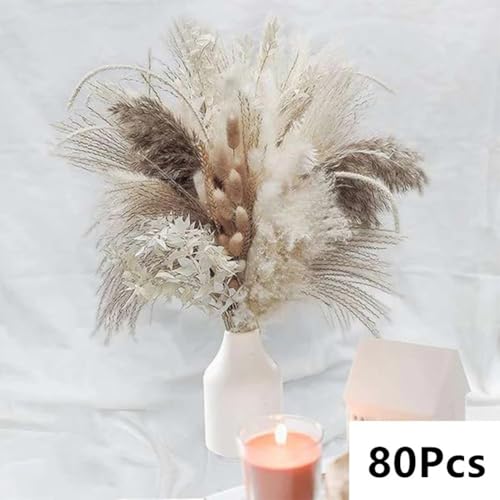 Bouquet de flores secas artificiales de pasto pampas 80 piezas miniatura 3