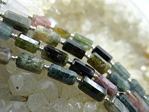 Tourmaline multi colored en tubes facettés 8x5mm pour création de bijoux