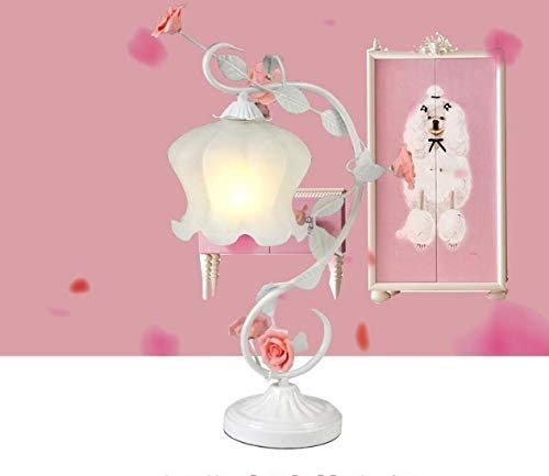 Lampe de bureau décorative fer et roses en céramique pour un cadeau de chevet