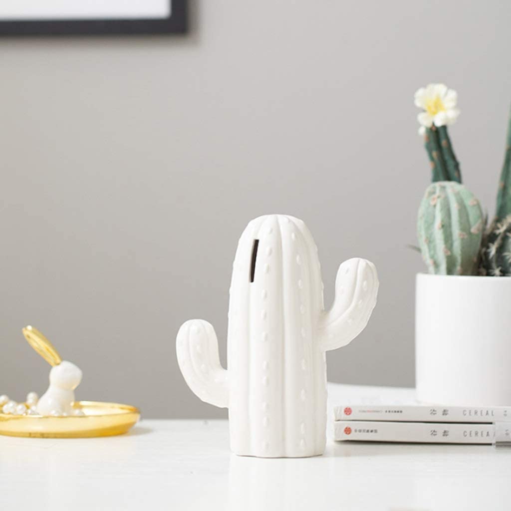 Spardose Sparschwein Das Kaktusförmige Sparschwein Kann Im Wohnzimmer Und In Der Heimdekoration Platziert Werden. Nordische Kreative Persönlichkeit Aus Keramik Spardosen (Color : Bianco)