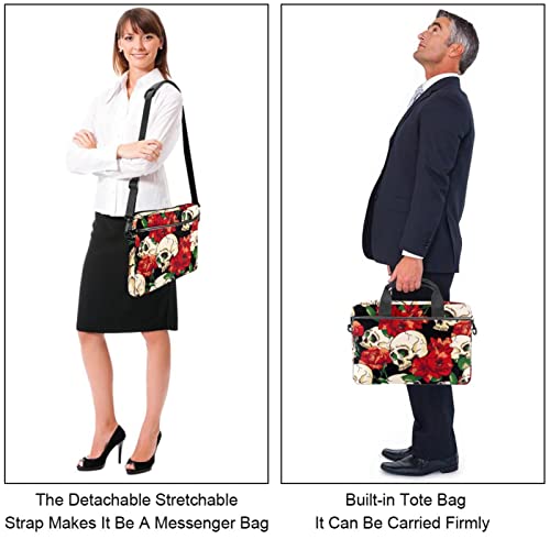 Sac ordinateur 13-14.5 pouces antichoc à bandoulière crâne fleuri protège votre PC avec style