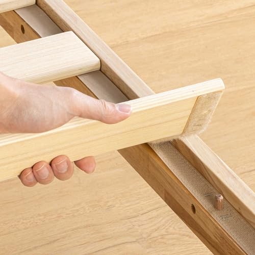 Mellow Naturalista Classic 12 Inch Solid Wood Platform Bed with Wooden Slats, Queen, White Wash