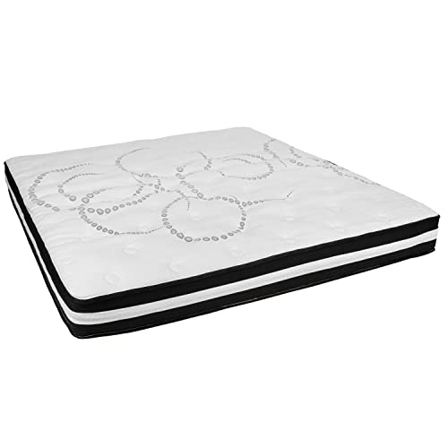 Flash Furniture Tribeca King Size Tufted Upholstered Platform Bed In Light Gray Fabric With 10 Inch Certipur-Us Certified Pocket Spring Mattress #TOP4