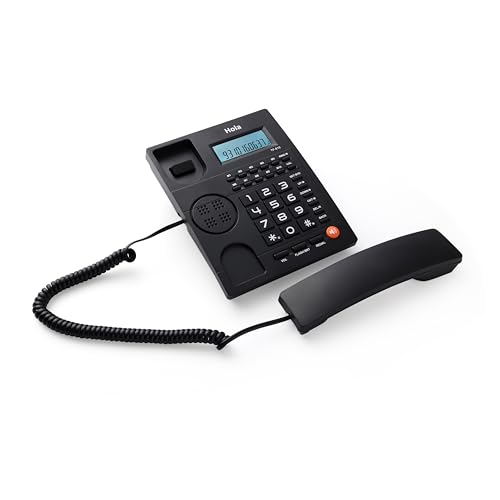 Image of Hola TF 640 Corded Landline Phone with Caller ID, 2 Way Speaker, 10 Memory Buttons, Black