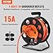 VEVOR 100FT Retractable Extension Cord Reel, with 4 Outlets and Dust Cover, Heavy Duty 12AWG SJTOW Power Cord, Portable Handle and Safety Overload Circuit Breaker, for Outdoor Indoor Toolshed Garage