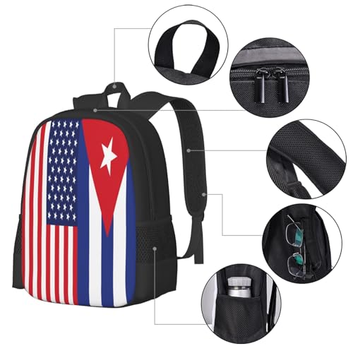 American and Cuban Flag Casual Backpack Large Capacity Backpacks 15 Inch Laptop Back Pack Travel Rucksack Daypack Commuter Bags with Adjustable Strap for Camping4