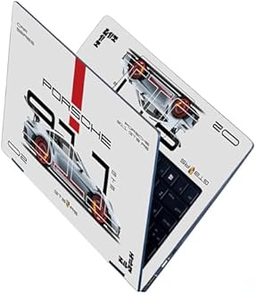 Full Body Laptop Skins Sticker Laminated HD Quality Vinyl fits Upto 15.6 inches Compatible with Dell, Lenovo, Acer, HP, Asus -Porsche 911 GT3 RS Silver-Self-Adhesive