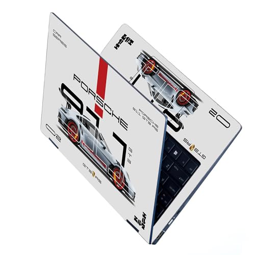 Namo Arts Full Body Laptop Skins Sticker Laminated HD Quality Vinyl fits Upto 15.6 inches Compatible with Dell, Lenovo, Acer, HP, Asus -Porsche 911 GT3 RS Silver-Self-Adhesive