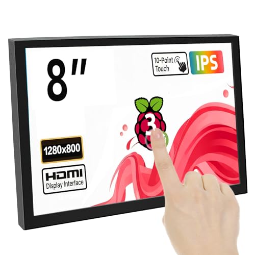 Image of 8 Inch Touch Screen Portable Monitor, Mini HDMI Display, 1280 * 800 Resolution for PC Laptop Compatible with Raspberry Pi Game Consoles