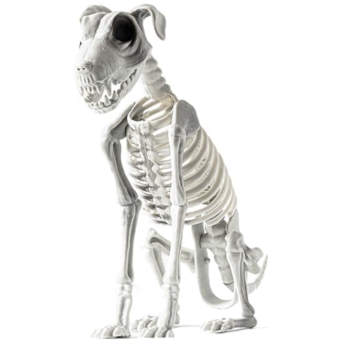 JIHRHB Skeleton Dog Skull Bone Art Ornaments Realistic Halloween Statue Dog Skeleton Halloween for Party Haunted House Supplies