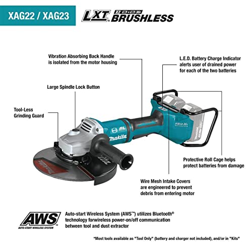 Makita Xag22Zu1 18V X2 Lxt Lithium-Ion (36V) Brushless Cordless 7" Paddle Switch Cut-Off/Angle Grinder, With Electric Brake And Aws, Tool Only #TOP4