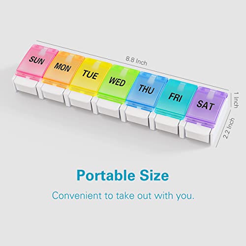Bug Hull Pill Organizer Weekly, Large Pill Box Bpa Free, Easy To Open 7 Day Pill Case, Daily Medicine Organizer, Travel Pill Container, Vitamin Holder For Medication, Supplements #TOP5
