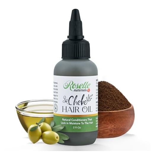 Roselle Naturals Chebe Hair Oil Made with Authentic Chebe Powder from Chad - African Chebe Oil for Hair Growth, Itchy Scalp Relief, fights dryness and breakage - Also contains Castor, Olive and Peppermint Oils - 2 ounces