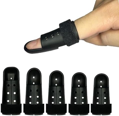 5Pcs Black Finger Splints Thumb Brace Support Plastic Finger Cots