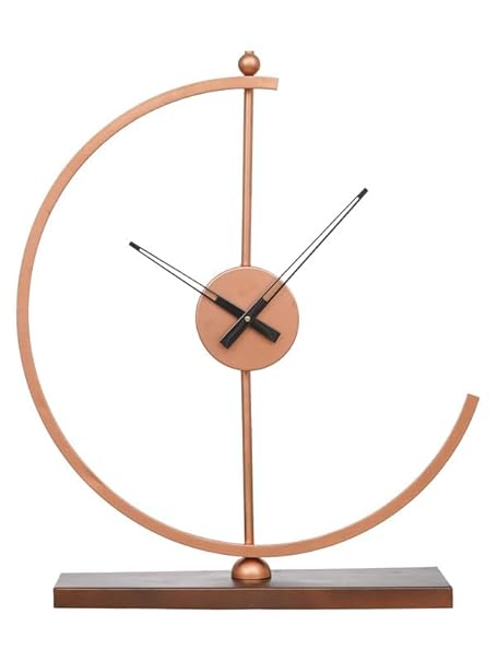 CHRONIKLE Beautiful Metal Copper Color Analog Office Desk Table Clock for Study Living Room Home Decoration Gifts (Size: 38 x 10 x 53.5 CM | Weight: 850 Gram)