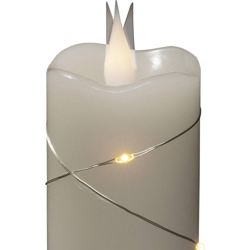 Konstsmide Slim Flameless Battery Candle/3D Living Light/Battery Operated Flickering Moving Flame/Real Cream White Wax/Micro Fairy Lights / 4 or 8 Hour Timer / 12.7 x 5 cm