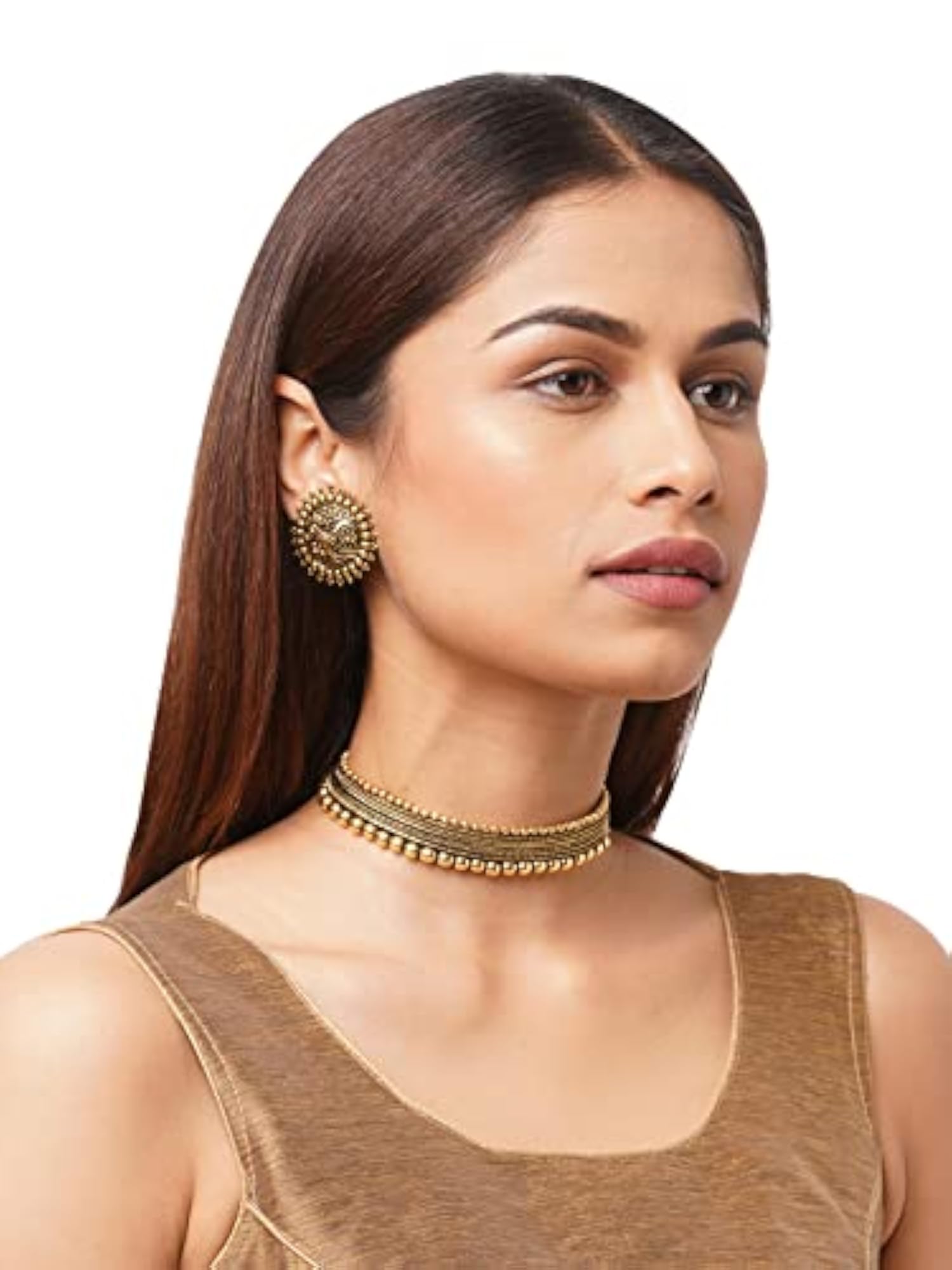 Women's Dual Toned Handmade Textured Choker Jewellery Set