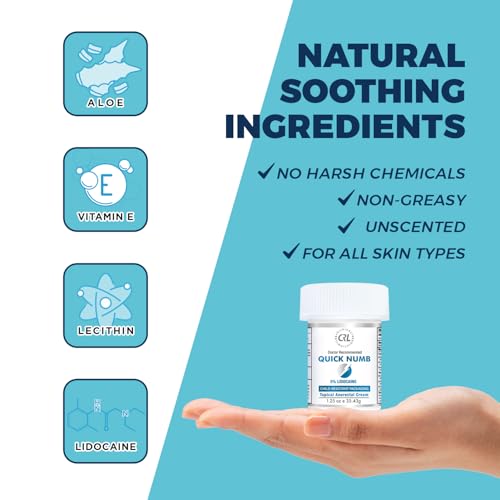 Image of Quick Numb 5% Lidocaine Cream Maximum Strength Liposomal, Fast Itch Burn Pain Relief Cream with Aloe Allantoin Vitamin E, Gentle on Skin Support Healing Hemorrhoid Treatment 1.25 oz 2 Pack