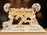 ARTREE 25 regalos de dinero para cumpleaños de mujer y hombre, cartel de madera 2026, libro de visitas con cadena de luces LED, 25 decoraciones de bodas de plata, regalos personalizados para 25
