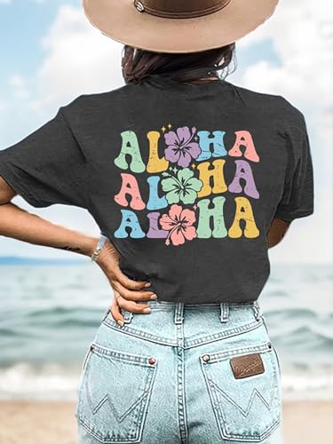 Hawaiian Shirts Women Hawaii Graphic Tees Summer Vacation Hawaiian Tshirt Vintage Hawaii Tropical Tops Outfits2