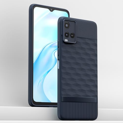 Image of Pikkme Back Cover for Vivo Y21 2021 / Y33s Camera Protection 3D Hexa Cube Design Silicone Protective Bumper Case (Blue)
