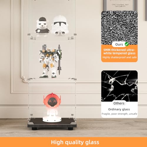 Image of LFT HUIMEI2Y 4-Tier Glass Display Cabinet with LED&Lock, Display Case Black