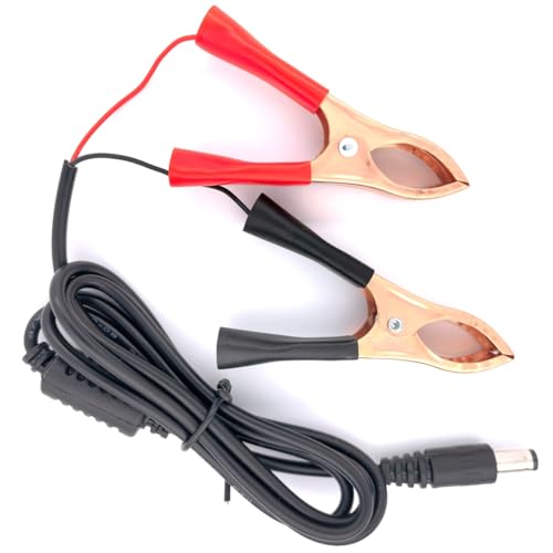 Cable adaptador de conector de barril CC de 5,5 x 2,1 mm y pinzas de cocodrilo con ferrita