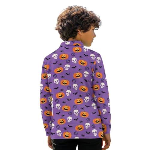 Boys Golf Shirts 3-16Y Kids 1/4 Button Collared Long Sleeve Tennis Tops Fall Holiday Party Clothes Activewear3