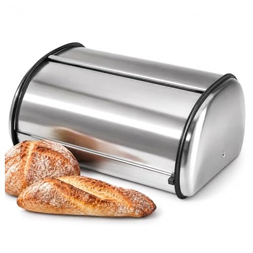 Oggi Stainless Steel Roll Top Bread Box, Silver, 17.50 Inch by 7.50 Inch by 11.50 Inch