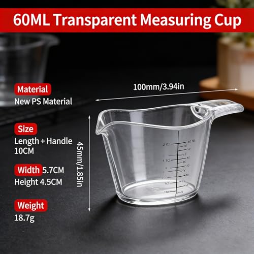 Pack de 4 vasos medidores pequeños 60 ml de resina miniatura 2