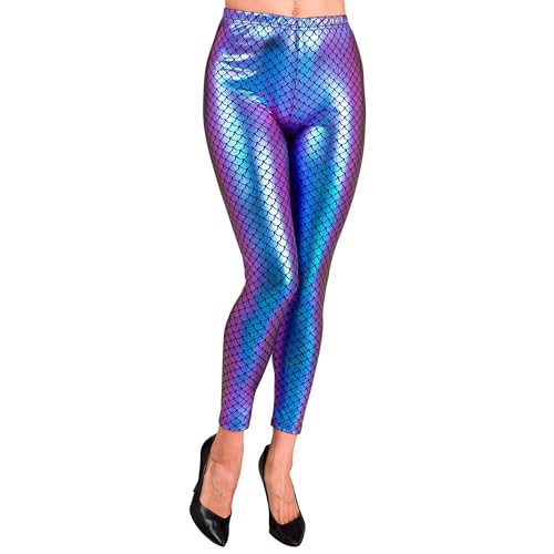 W WIDMANN MILANO Party Fashion Leggings de sirena, sólido, color morado-azul, S/M (Widmann...