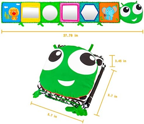 Inbeby Black and White Sensory Toys Tummy Time Baby Cloth Book with 4 Tummy Time Mirror Toys,3D Brain Development Baby Toys 0-6 Months Foldable Standable,Sensory Toys for Babies Newborn Pram Hanging
