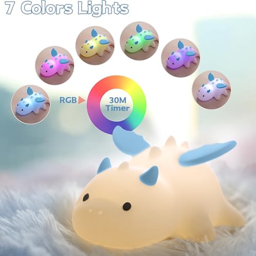 Image of S NMT Novelty Silicone Nailoong Night Light RGB Color Changing Sleeping Lamp, Timing 30Min 3 Level Brightness Dimming Beside Lamp for Baby Gifts Room Decor