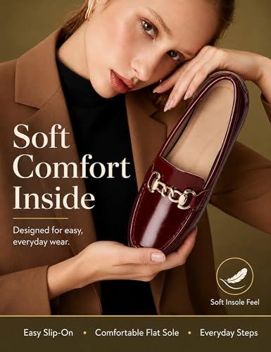 Image of ABEJOJO Women's Loafer Shoes, Comfortable Slip on Casual Flat Penny Shoes for Walking, Driving, Dressy