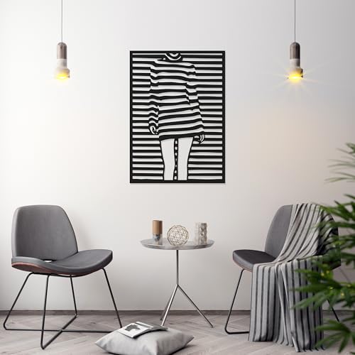 Design industriel haut de gamme avec la décoration murale métallique DRESS noir mat 57 x 41 cm