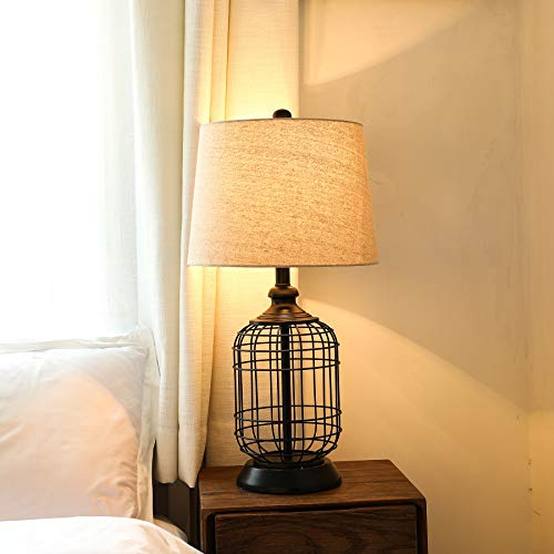 image for CO-Z Modern Black Birdcage Base Table Lamp, Industrial Anti-Rust Metal