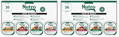Image of Nutro Natural Choice Cuts in Gravy Wet Dog Food,Grain Free Dog Food Wet Recipes,Beef,Lamb,Chicken,and Turkey Variety Pack,3.5 oz. Trays,36 Count (Pack of 2)