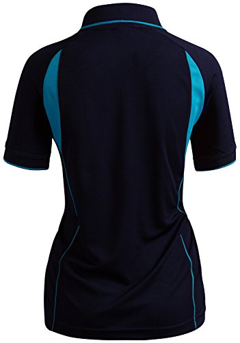 Clovery Golf Wear Moisture Wicking Short Sleeve Zipup Polo Shirt Navy Medium #TOP2