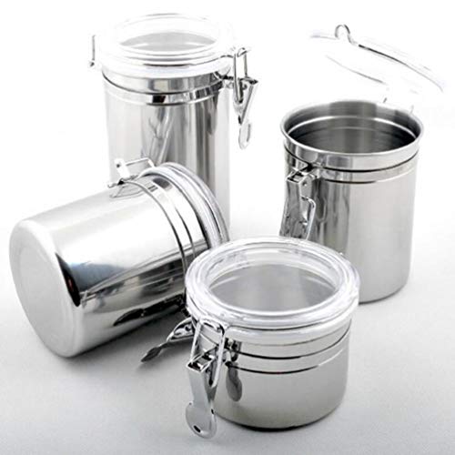 Foraineam 4-Piece Stainless Steel Airtight Canister Set With Clear Arylic Lid And Locking Clamp Food Storage Container Flour Canisters For Coffee, Tea, Snacks #TOP3