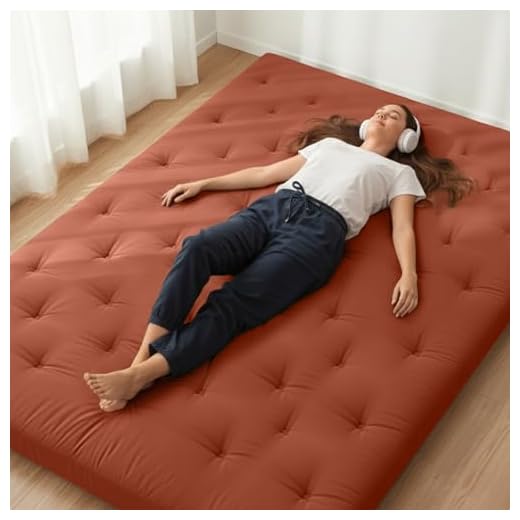 ZonLi Japanese Futon Mattress Twin Size 39"x 80",100% Cotton Floor Mattress Pad,Foldable Tatami Mat Portable Dormitory Sleeping Pad,Roll Up Floor Lounger Bed for Adult Child (Cinnamon)