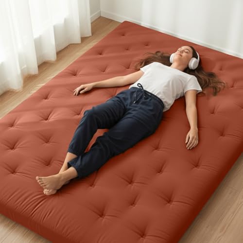 Image of ZonLi Japanese Floor Futon Mattress Twin Size 75 inchx 39 inch, 100% Cotton Cover 2.5'' Thicken Tatami Mattress, Foldable Sleeping Pad, Portable Dormitory Tatami Mat, Roll Up Floor Lounger Bed for Adult